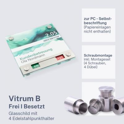 Tuerschild Vitrum B Frei Besetzt Anzeige rot gruen Besprechnung